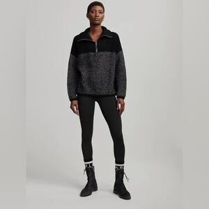 Varley Sweater Willard Half Zip 2.0 Chunky Knit Pullover Black size Large